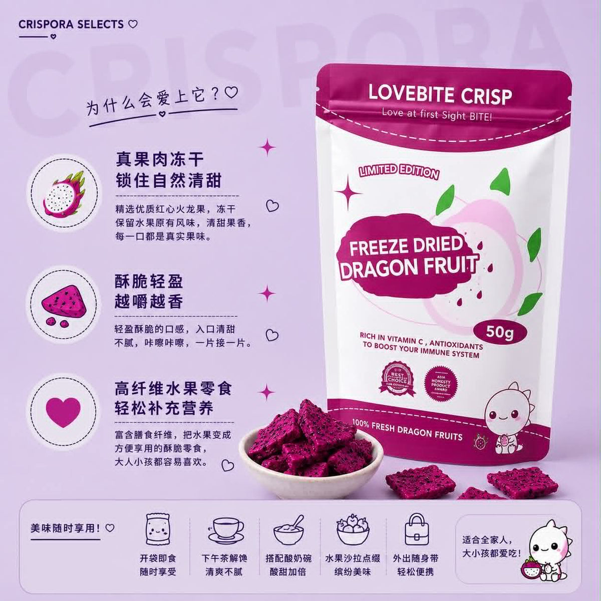 Freeze-Dried Dragon Fruit